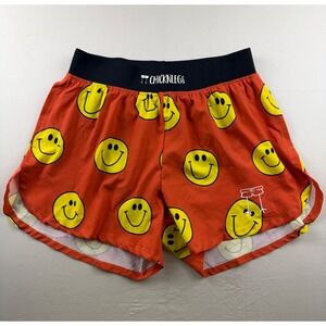 ChicknLegs Smiley Face Shorts wmns Medium Red Patterned 1.5" aop running 0114